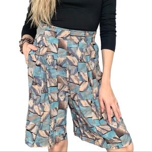 Vintage Marbled Print Culottes